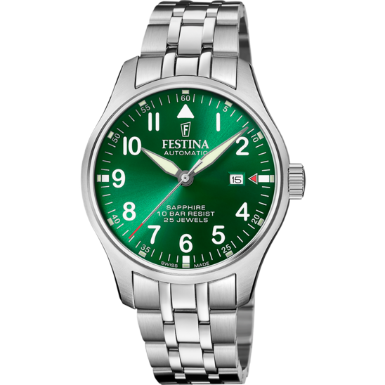 Festina RELOJ FESTINA SWISS MADE AUTOMATIC F20151/B VERDE CORREA DE ACERO INOXIDABLE 316L HOMBRE