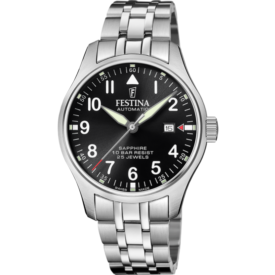 Festina RELOJ FESTINA SWISS MADE AUTOMATIC F20151/D NEGRO CORREA DE ACERO INOXIDABLE 316L HOMBRE