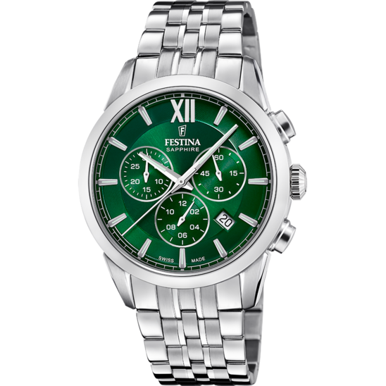 Festina RELOJ FESTINA SWISS MADE CHRONO SWISS MADE F20040/3 VERDE CORREA DE ACERO INOXIDABLE 316L HOMBRE