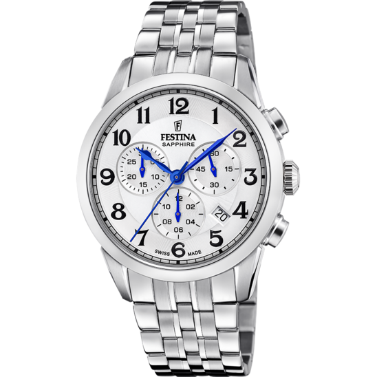 Festina RELOJ FESTINA SWISS MADE CHRONO SWISS MADE F20040/1 BLANCO CORREA DE ACERO INOXIDABLE 316L HOMBRE