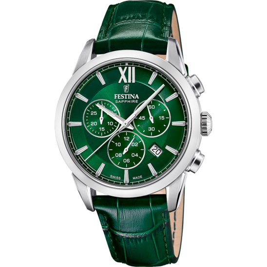 Festina RELOJ FESTINA SWISS MADE CHRONO SWISS MADE F20041/3 VERDE CORREA DE CUERO HOMBRE