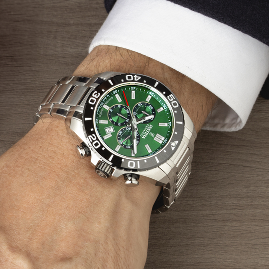 Festina RELOJ FESTINA SWISS MADE CHRONO SWISS MADE F20042/3 VERDE CORREA DE ACERO INOXIDABLE 316L HOMBRE