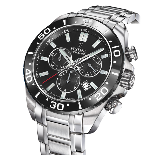 Festina RELOJ FESTINA SWISS MADE CHRONO SWISS MADE F20042/4 NEGRO CORREA DE ACERO INOXIDABLE 316L HOMBRE