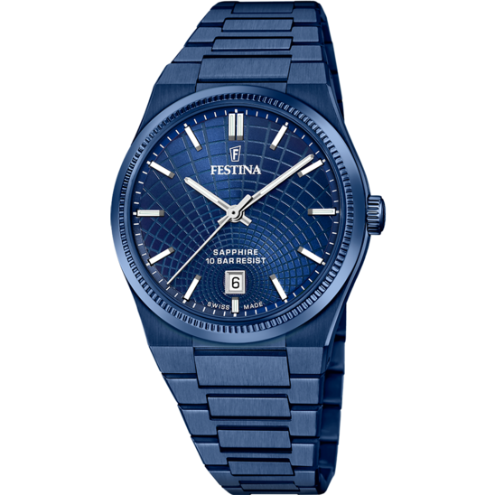 Festina RELOJ FESTINA SWISS MADE RIVÉ F20078/1 AZUL CORREA DE ACERO INOXIDABLE 316L HOMBRE
