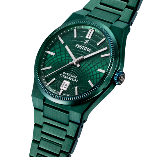 Festina RELOJ FESTINA SWISS MADE RIVÉ F20079/1 VERDE CORREA DE ACERO INOXIDABLE 316L HOMBRE