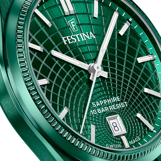 Festina RELOJ FESTINA SWISS MADE RIVÉ F20079/1 VERDE CORREA DE ACERO INOXIDABLE 316L HOMBRE