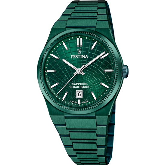 Festina RELOJ FESTINA SWISS MADE RIVÉ F20079/1 VERDE CORREA DE ACERO INOXIDABLE 316L HOMBRE