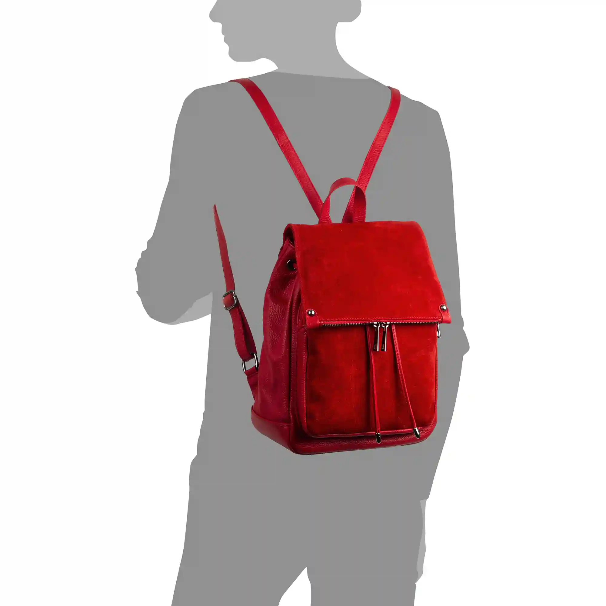 Firenze Artegiani Aggius Bolso Mochila Mujer. Piel Auténtica Dollaro Gamuza