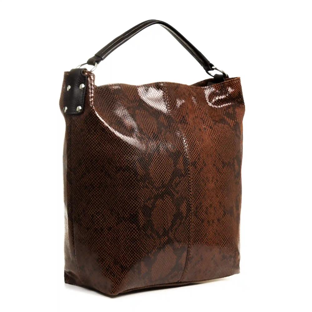Firenze Artegiani Alagna Bolso Shopper Mujer.Piel Auténtica Gamuza Estampado Serpiente