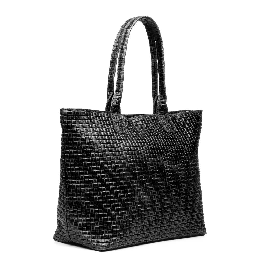 Firenze Artegiani Albisola Bolso De Hombro De Mujer. Piel Auténtica Acabado Gamuza Grabado Entrelazado