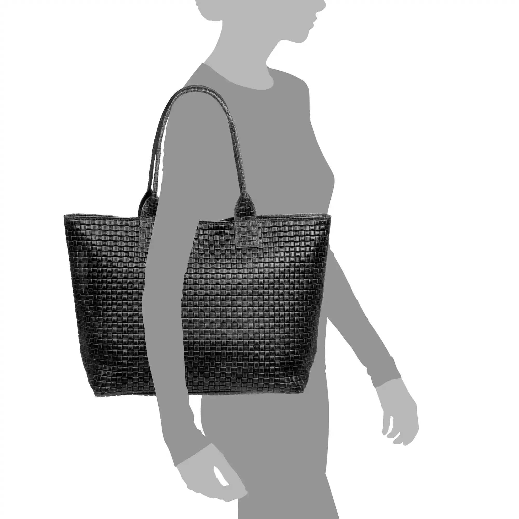 Firenze Artegiani Albisola Bolso De Hombro De Mujer. Piel Auténtica Acabado Gamuza Grabado Entrelazado