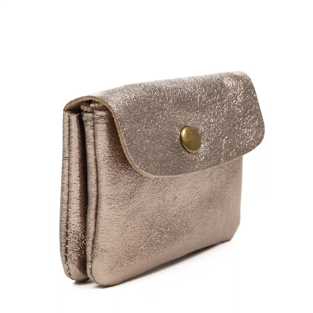 Firenze Artegiani Alpignano Monedero Mujer. Piel Auténtica Gamuza Lacada Brillante