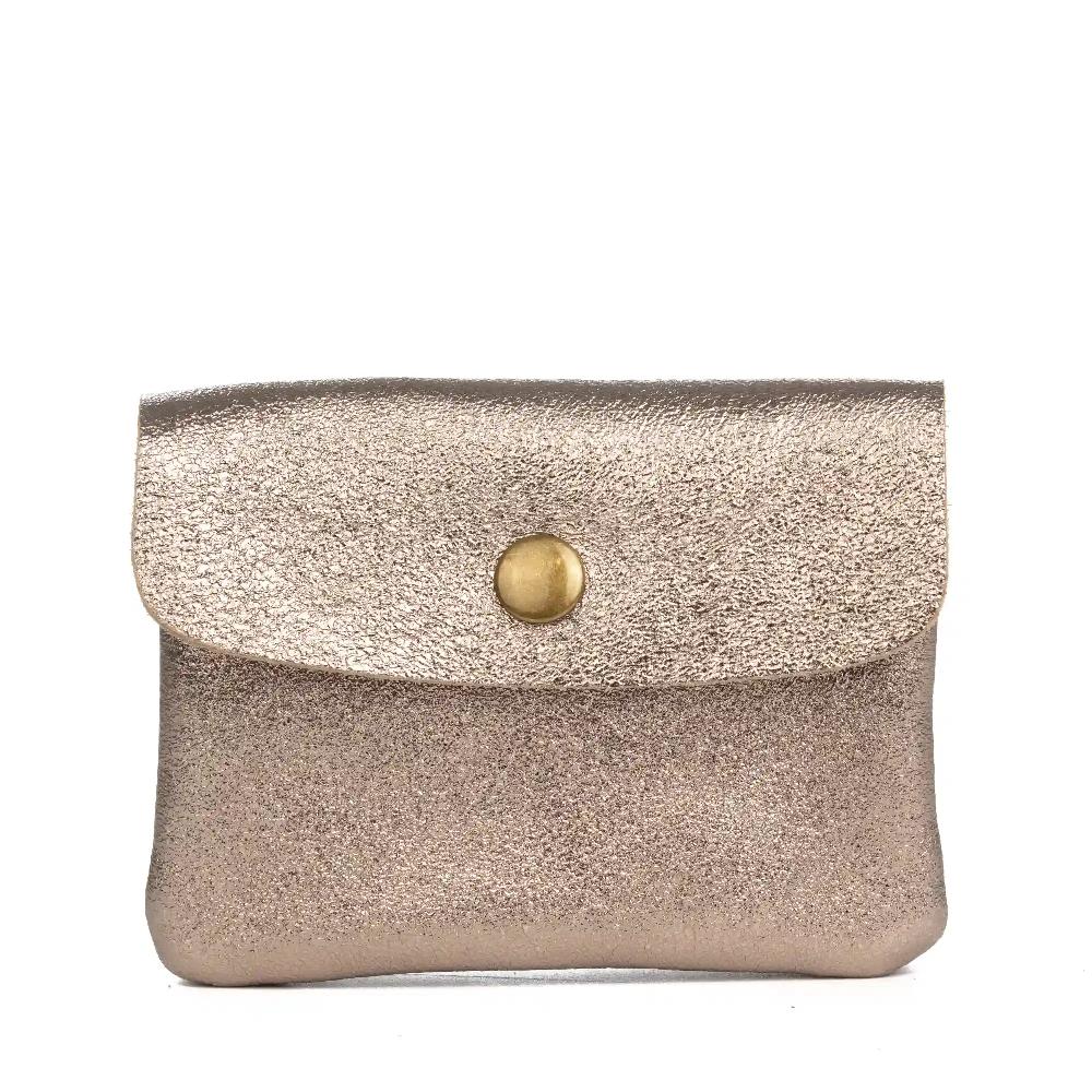 Firenze Artegiani Alpignano Monedero Mujer. Piel Auténtica Gamuza Lacada Brillante