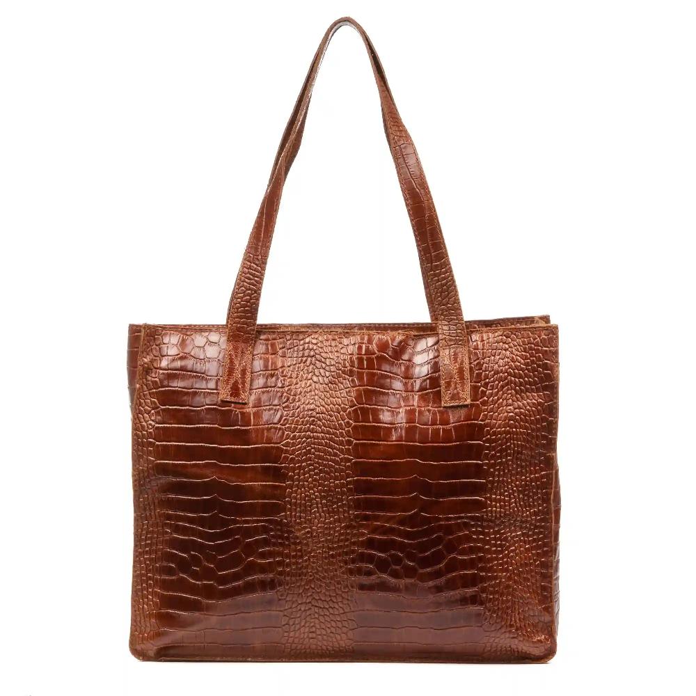 Firenze artegiani Ampezzo bolso de hombro mujer. Piel auténtica Gamuza grabado cocodrilo