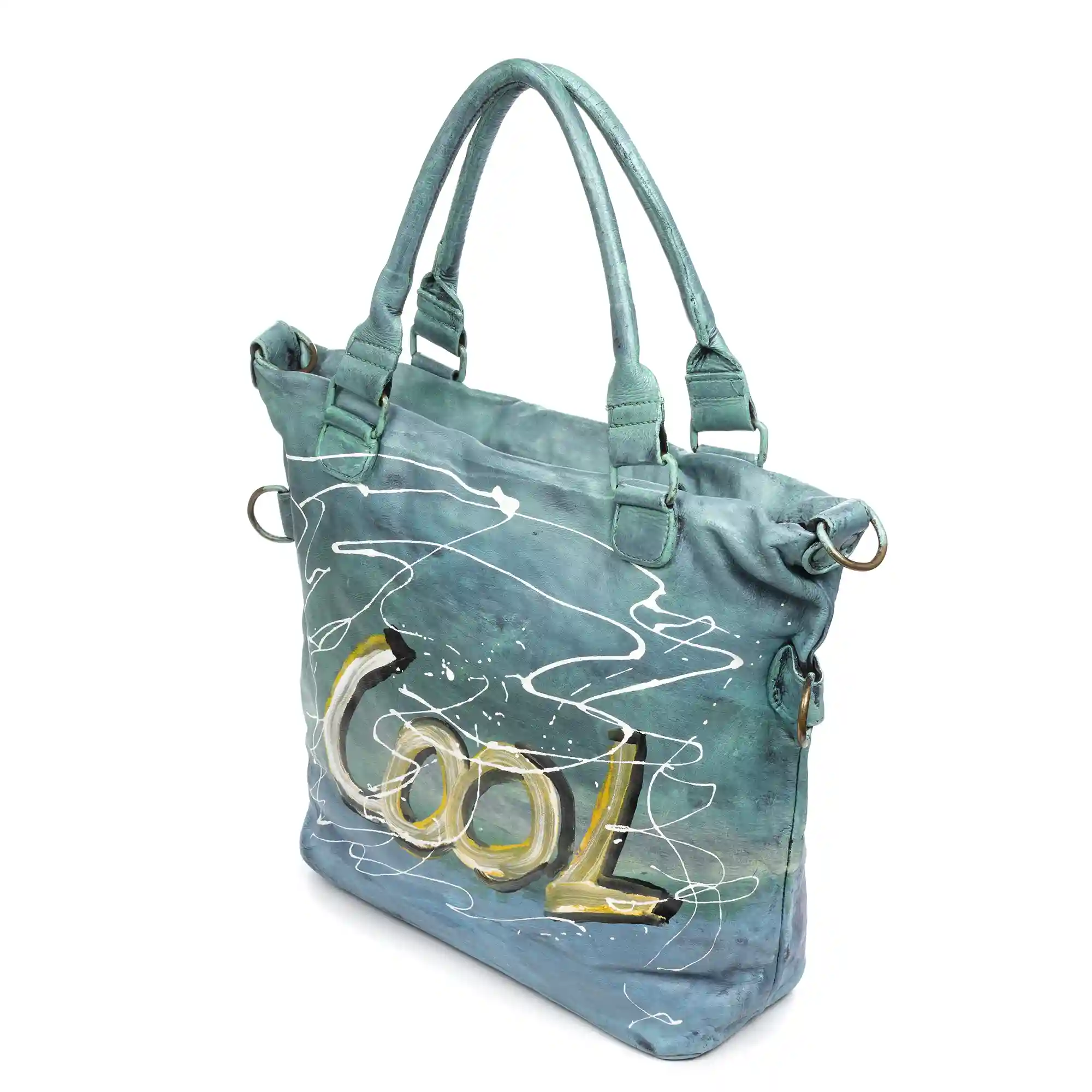 Firenze Artegiani Anterivo Bolso Shopper Mujer. Piel Auténtica Acabado Sauvage Pintado A Mano