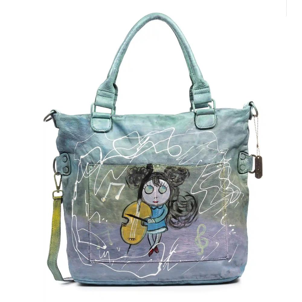 Firenze artegiani Anterivo bolso shopper mujer. Piel auténtica acabado Sauvage pintado a mano