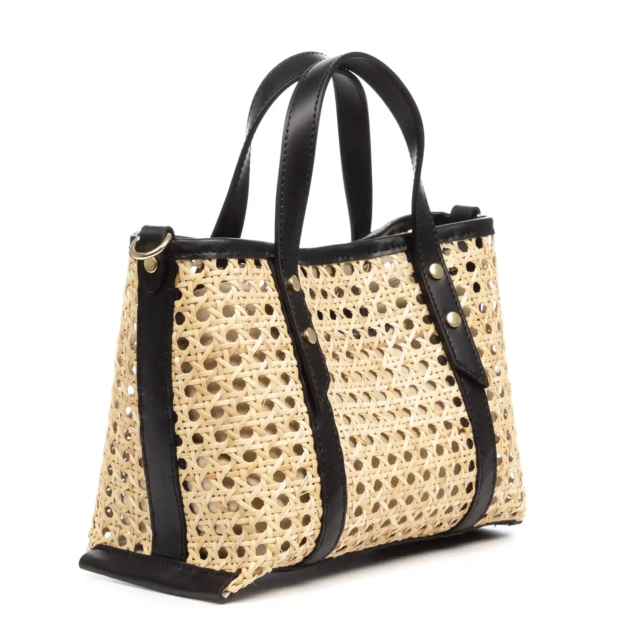 Firenze Artegiani Apollosa Bolso Tote Mujer. Piel Auténtica Combinada Con Cáñamo