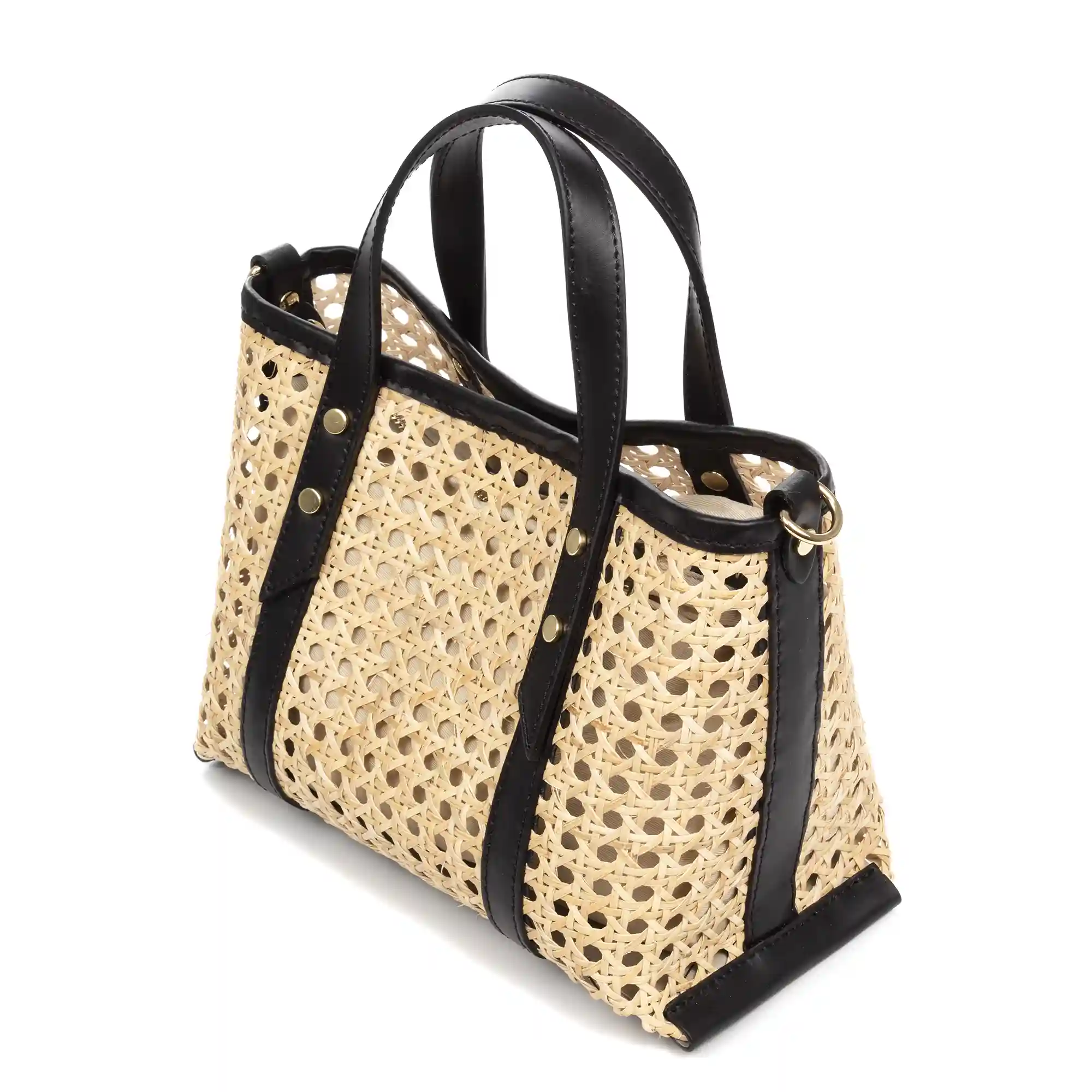 Firenze Artegiani Apollosa Bolso Tote Mujer. Piel Auténtica Combinada Con Cáñamo