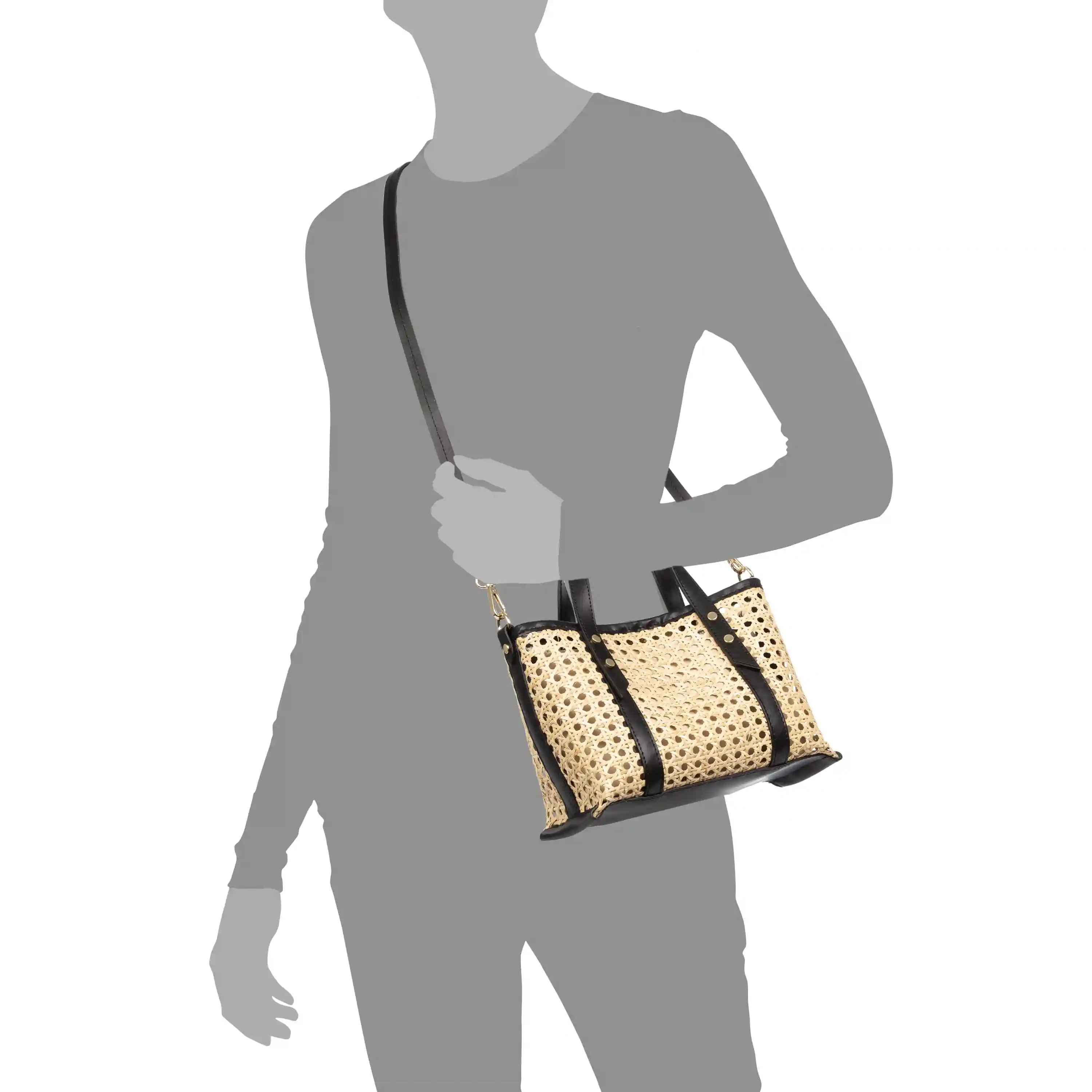 Firenze Artegiani Apollosa Bolso Tote Mujer. Piel Auténtica Combinada Con Cáñamo