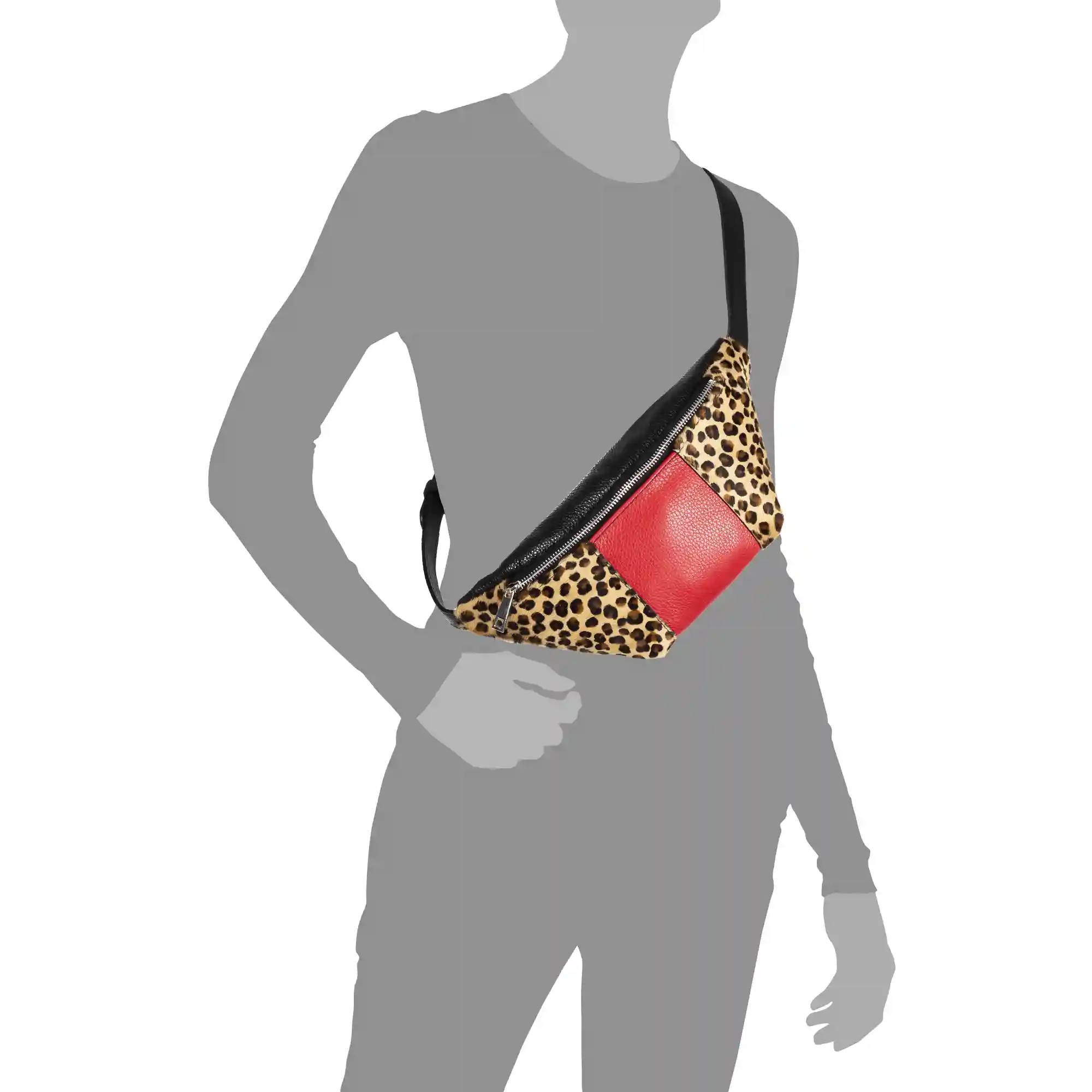 Firenze Artegiani Arabela Riñonera De Moda Unisex.Piel Auténtica Cavallino Leopardo Pq Dollaro