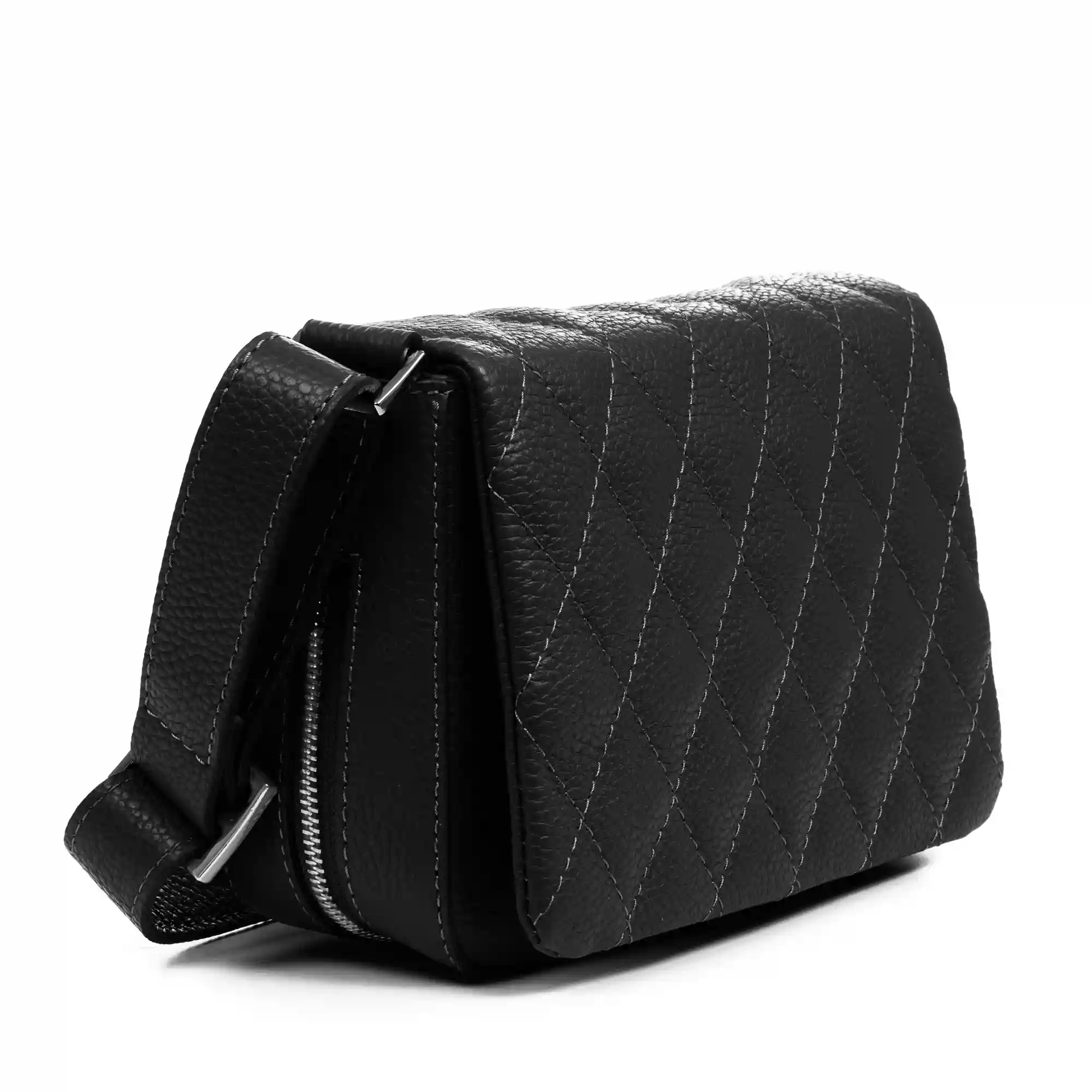 Firenze Artegiani Argentera Bolso De Hombro Mujer. Piel Auténtica Dollaro Con Costuras Diseño Geométrico