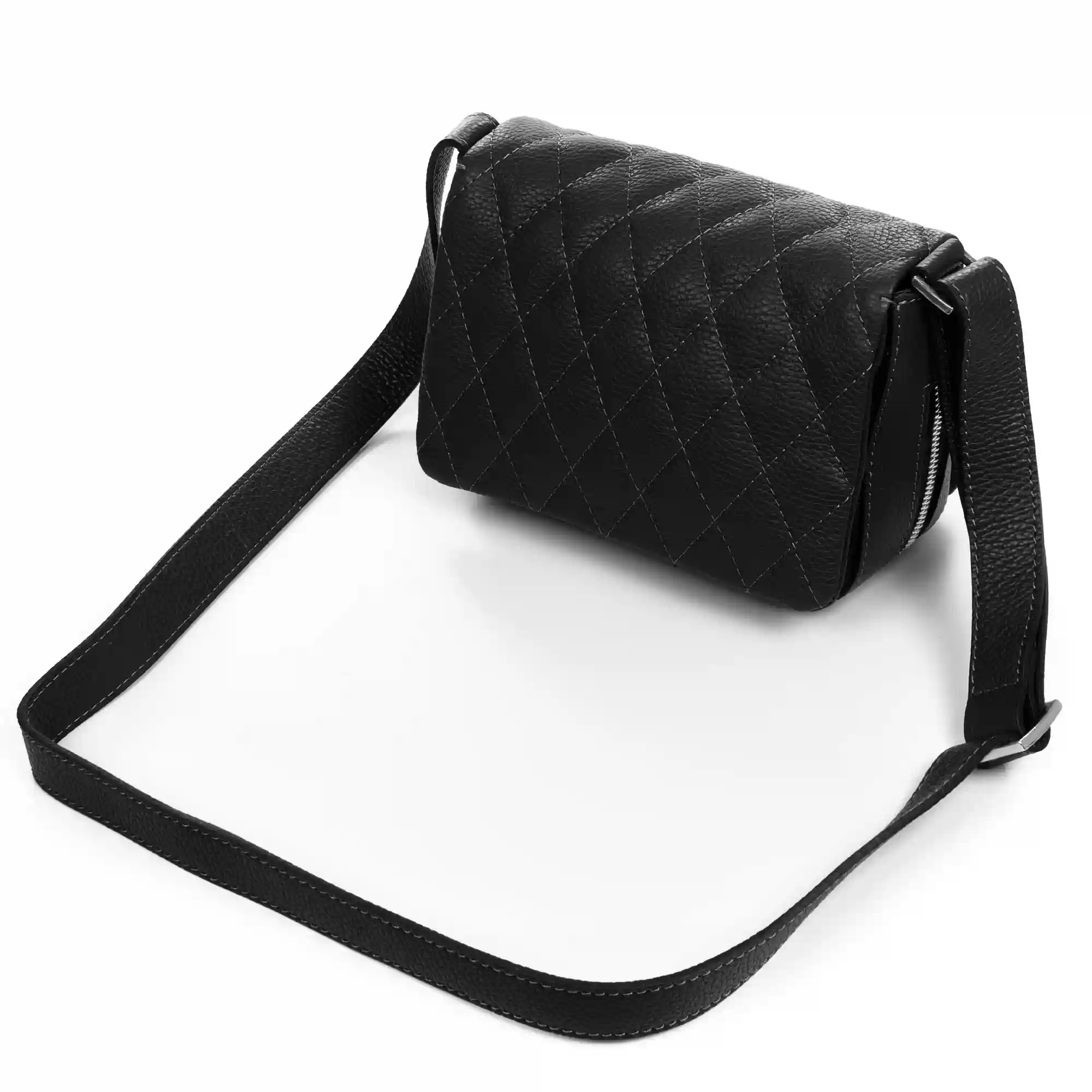 Firenze Artegiani Argentera Bolso De Hombro Mujer. Piel Auténtica Dollaro Con Costuras Diseño Geométrico