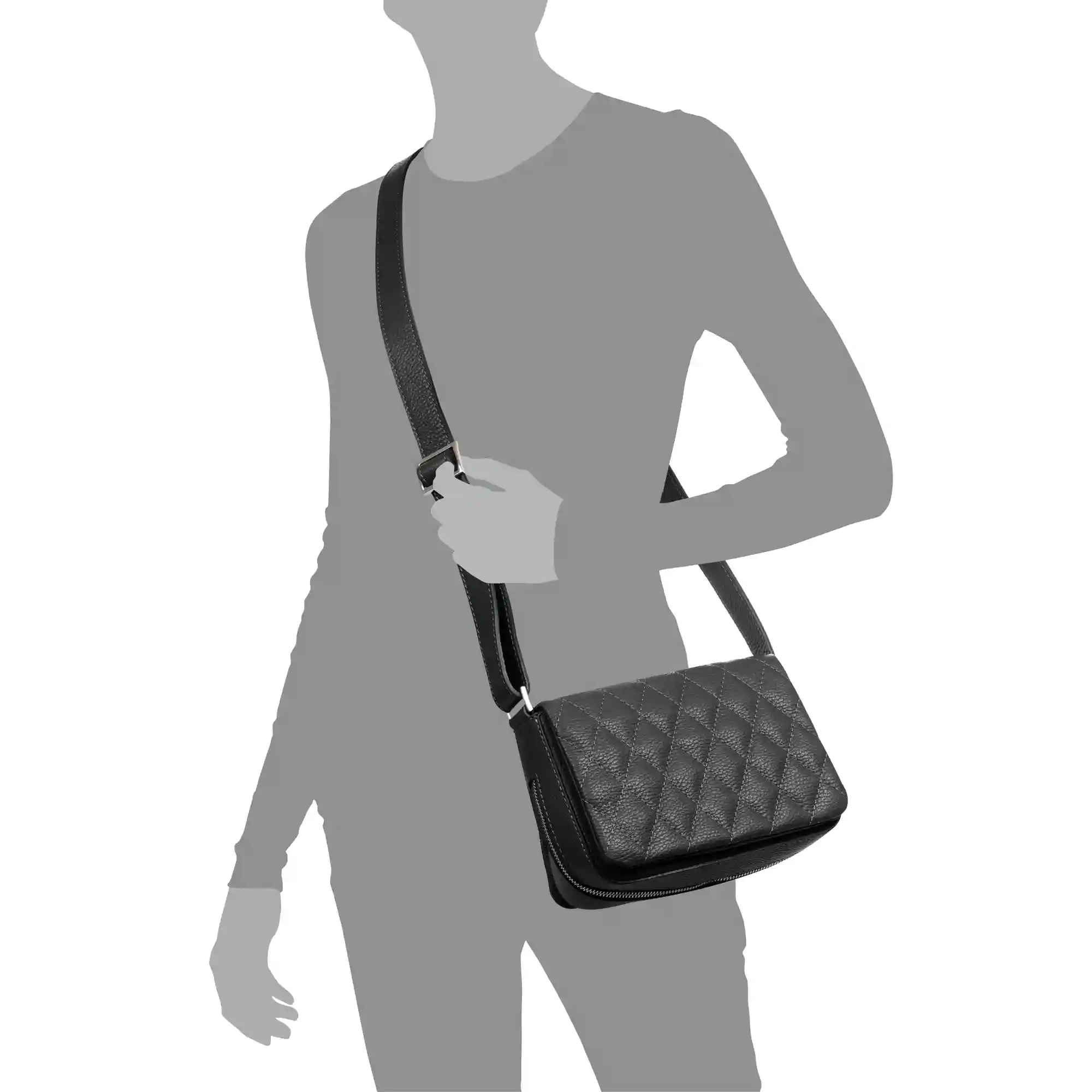 Firenze Artegiani Argentera Bolso De Hombro Mujer. Piel Auténtica Dollaro Con Costuras Diseño Geométrico