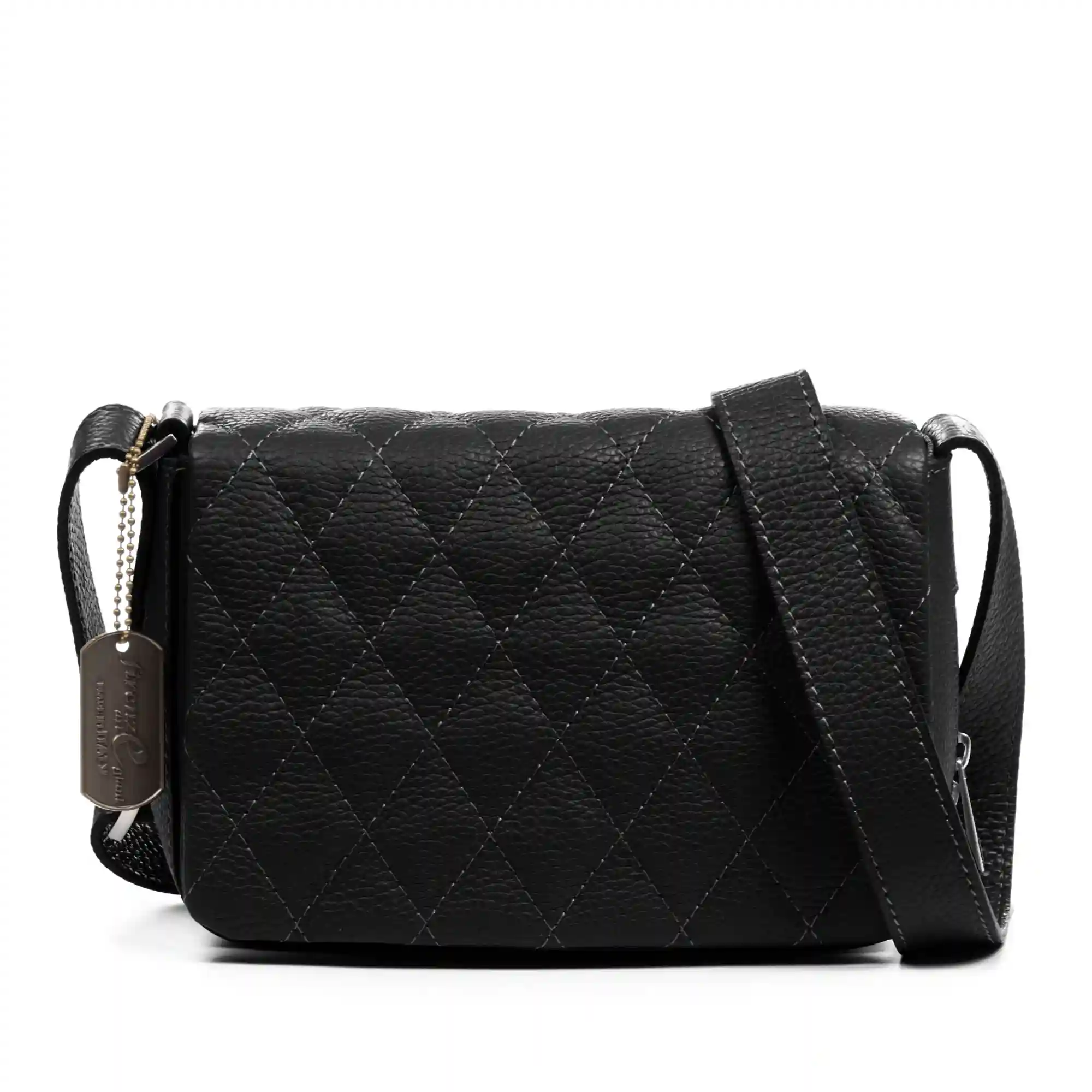 Firenze Artegiani Argentera Bolso De Hombro Mujer. Piel Auténtica Dollaro Con Costuras Diseño Geométrico