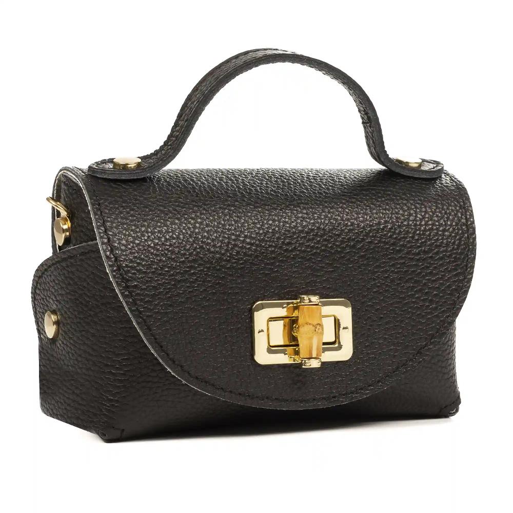 Firenze Artegiani Arzano Bolso Bandolera Piel Auténtica Dollaro Con Correa Metal. Cierre Exclusivo Madera