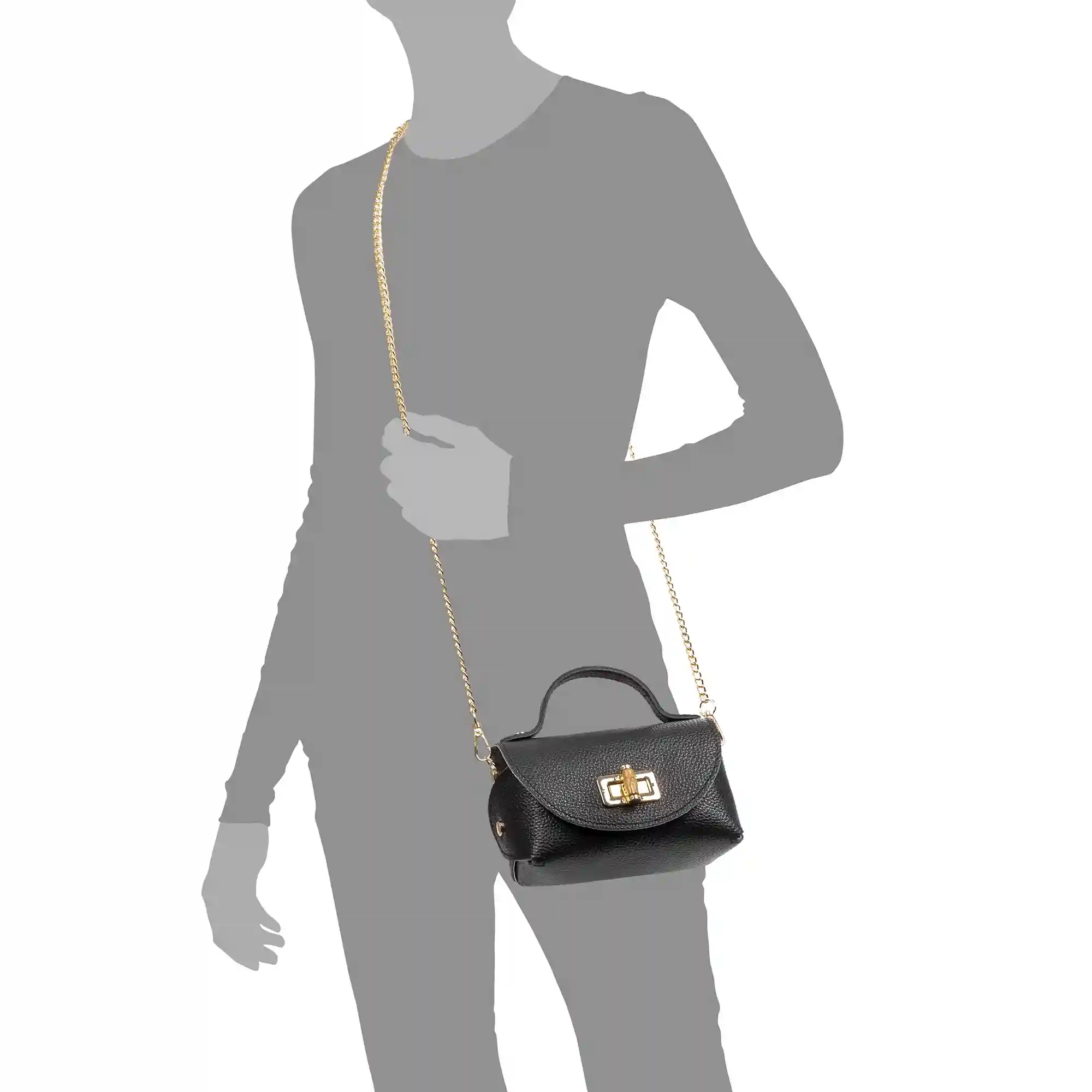 Firenze Artegiani Arzano Bolso Bandolera Piel Auténtica Dollaro Con Correa Metal. Cierre Exclusivo Madera