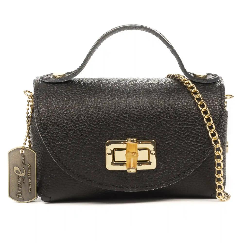 Firenze artegiani Arzano bolso bandolera piel auténtica dollaro con correa metal. Cierre exclusivo madera