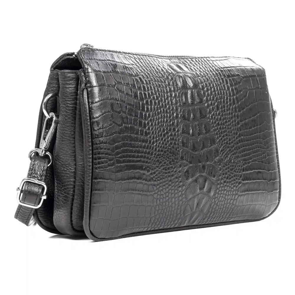 Firenze Artegiani Arzergrande Bolso Bandolera Piel Auténtica Dollaro Con Parte Frontal Grabado Cocodrilo