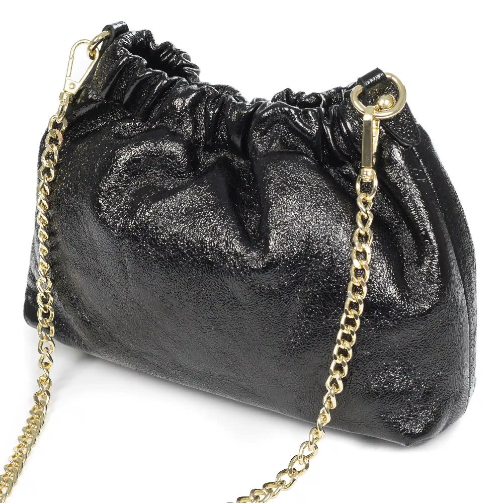 Firenze Artegiani Ascea Bolso Bandolera Piel Auténtica Laminado Con Correa Metal