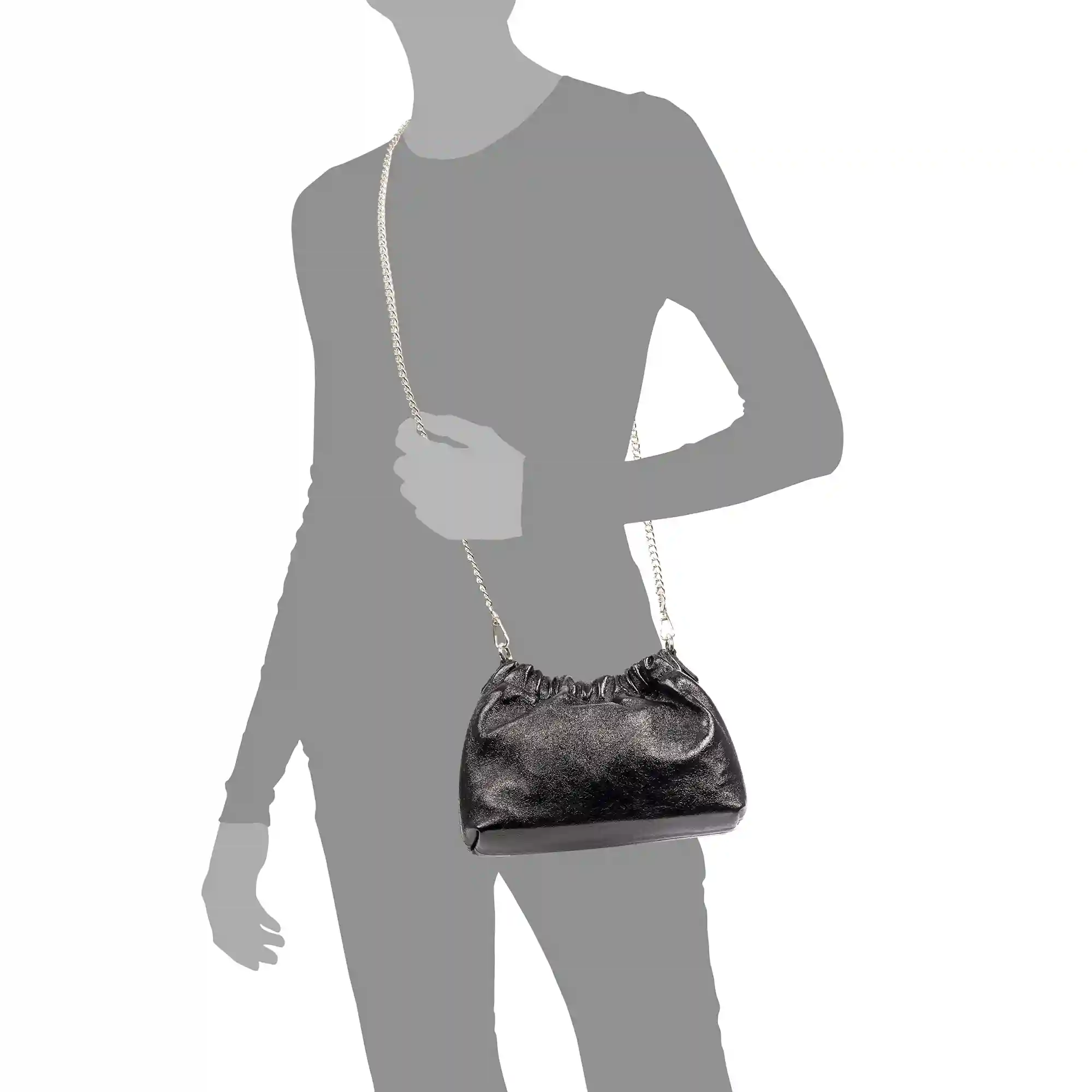 Firenze Artegiani Ascea Bolso Bandolera Piel Auténtica Laminado Con Correa Metal