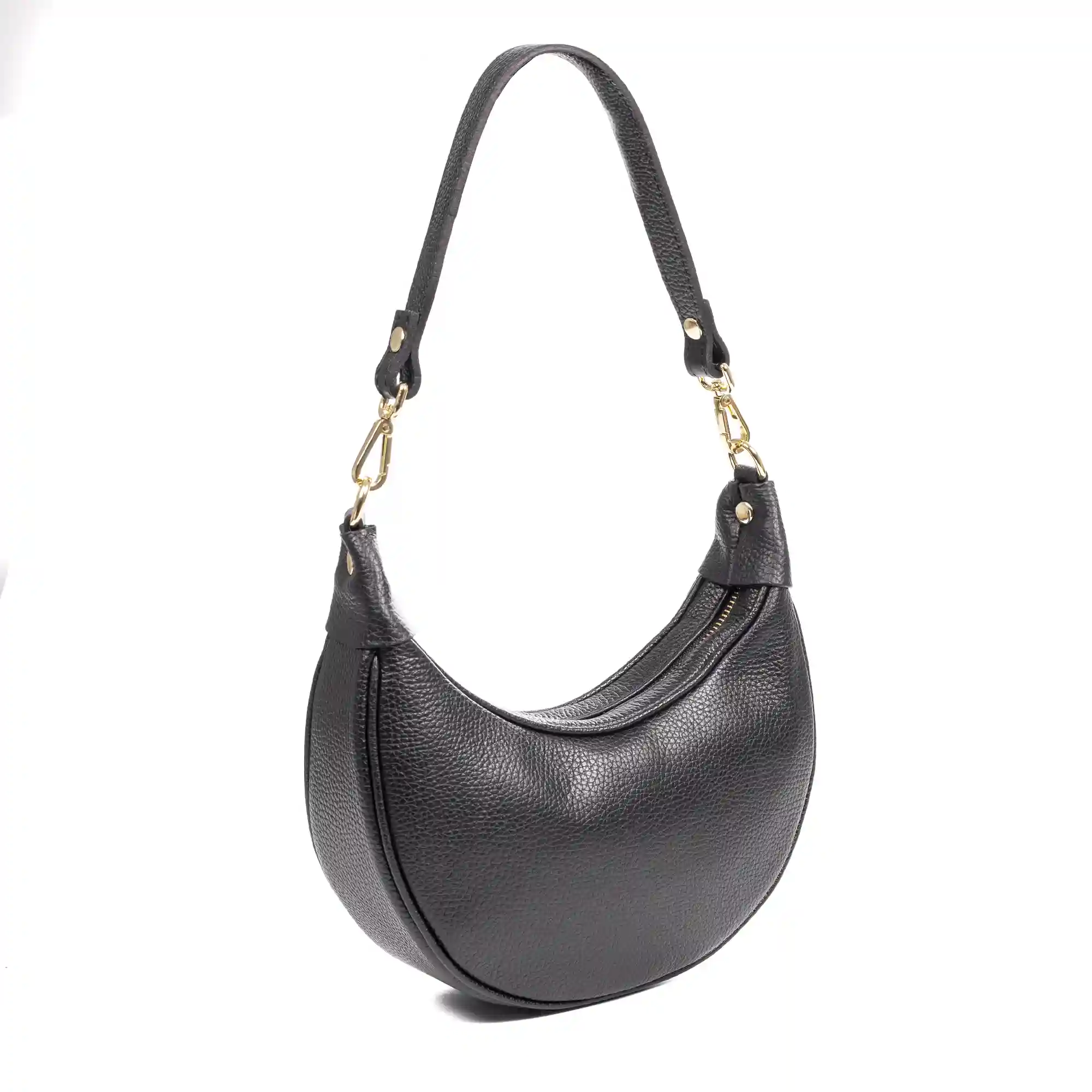 Firenze Artegiani Asís Bolso Bandolera Y Mano De Piel Auténtica Acabado Dollaro Con Diseño En Media Luna