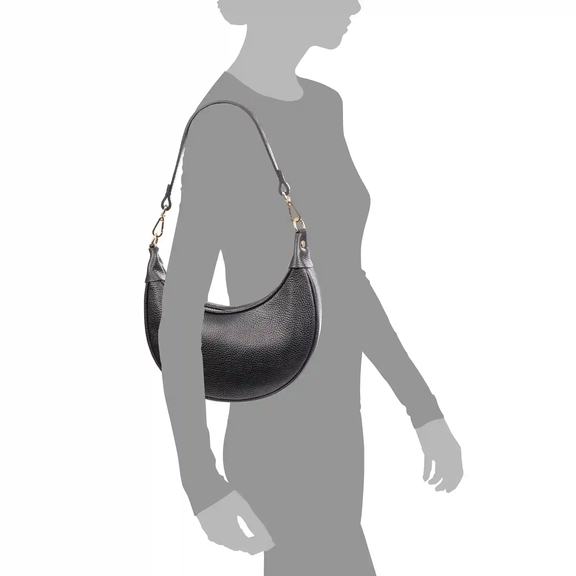 Firenze Artegiani Asís Bolso Bandolera Y Mano De Piel Auténtica Acabado Dollaro Con Diseño En Media Luna