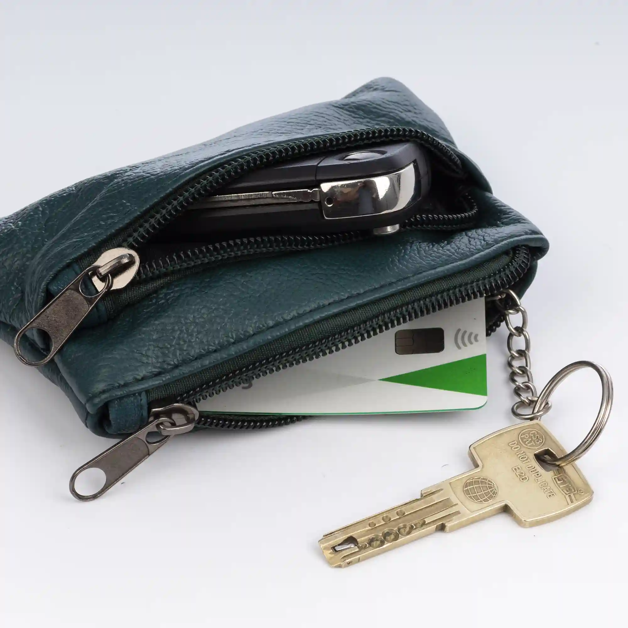 Firenze Artegiani Atrani Portamonedas Con Doble Compartimento De Piel Dollaro. Llavero Interior