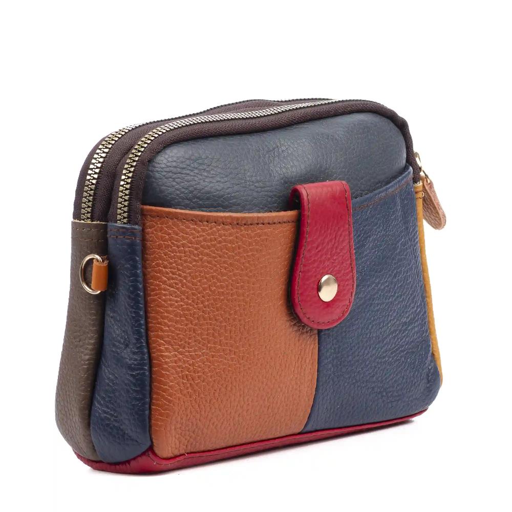 Firenze Artegiani Attigliano Bolso Bandolera En Piel Auténtica Dollaro. Colores Combinados Aleatorios