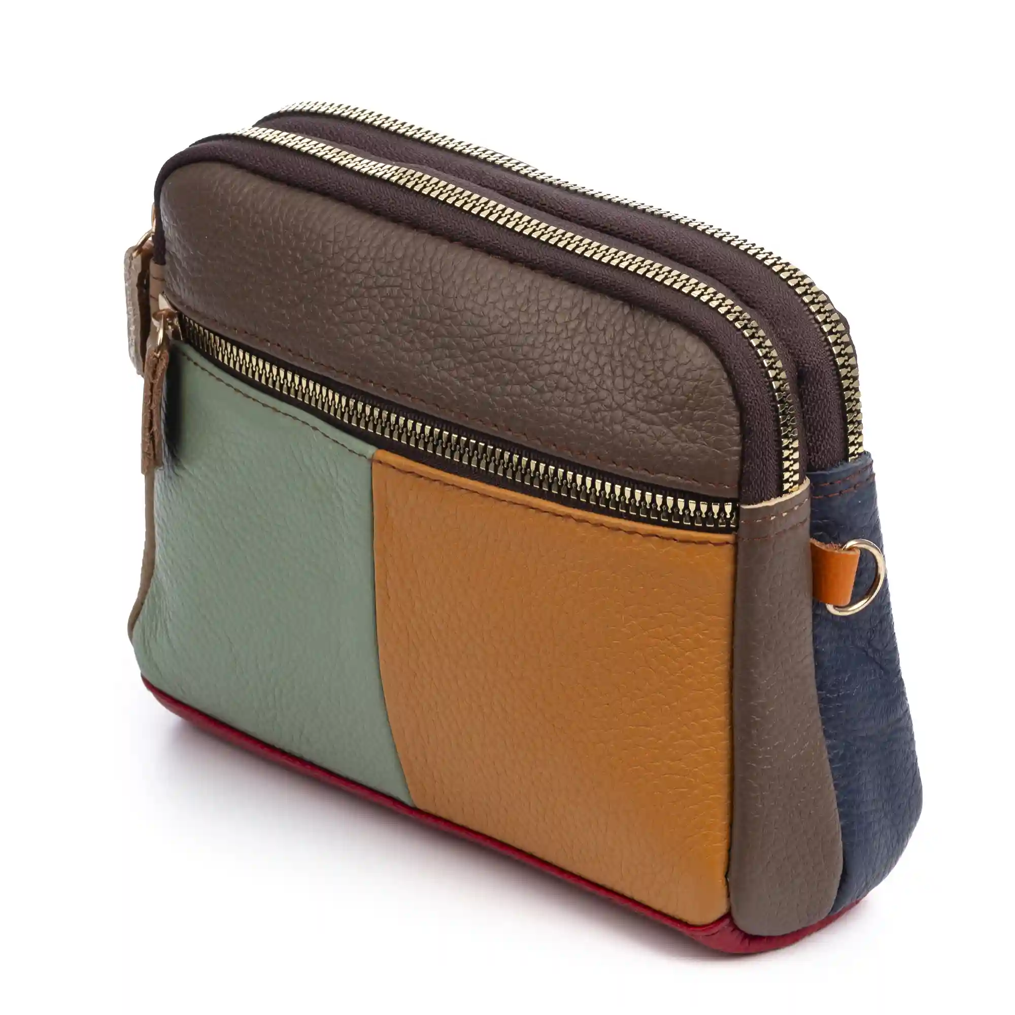 Firenze Artegiani Attigliano Bolso Bandolera En Piel Auténtica Dollaro. Colores Combinados Aleatorios