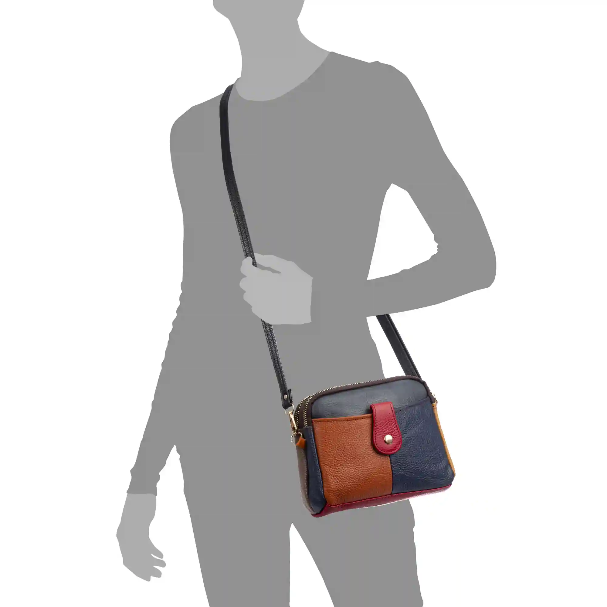 Firenze Artegiani Attigliano Bolso Bandolera En Piel Auténtica Dollaro. Colores Combinados Aleatorios