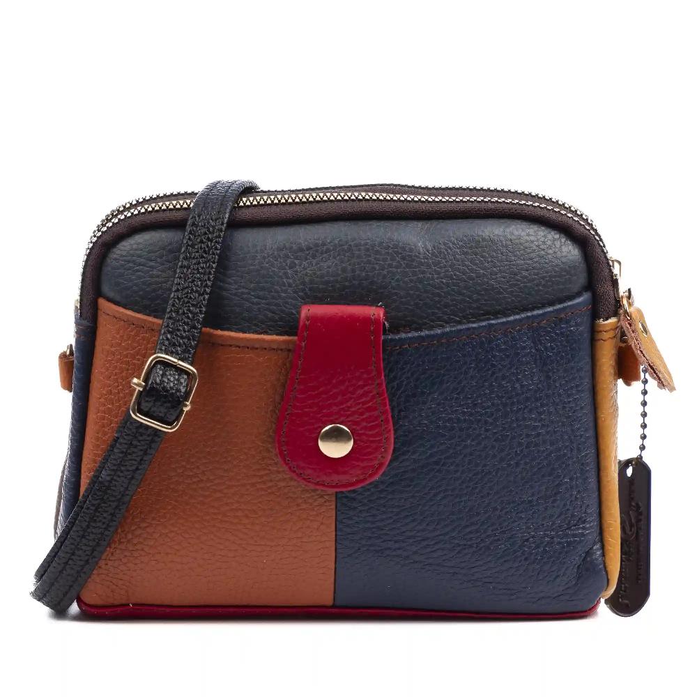 Firenze artegiani Attigliano bolso bandolera en piel auténtica Dollaro. Colores combinados aleatorios