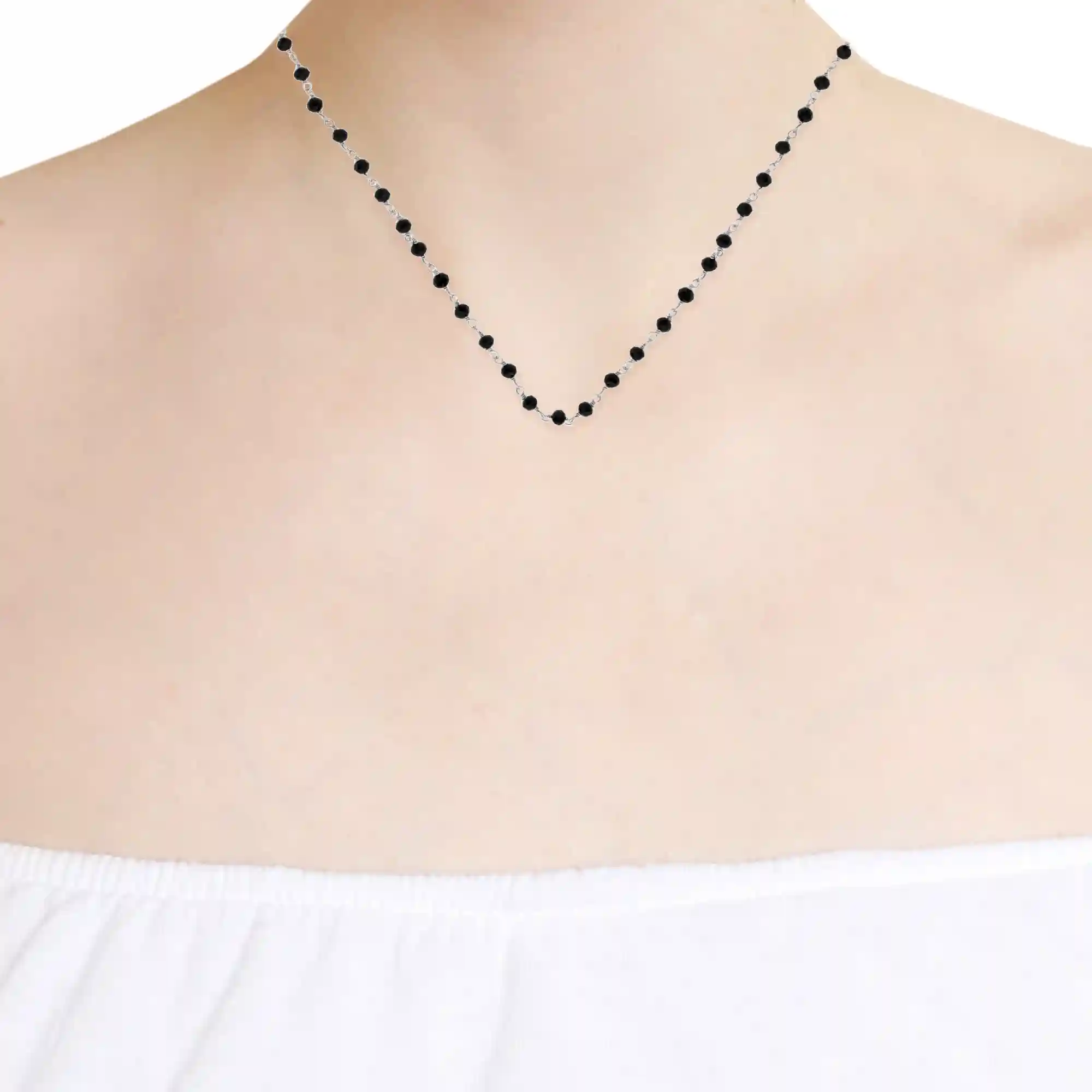 Firenze Artegiani Cadena De Plata De Ley 925 Con Bolitas De Piedta Natural