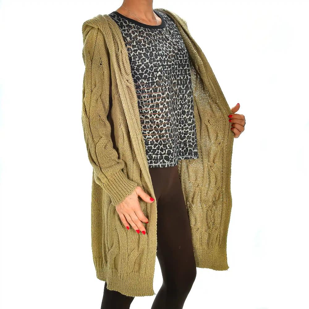 Firenze Artegiani Cárdigan Largo Abierto Con Capucha Oversized Talla única. Made In Italy