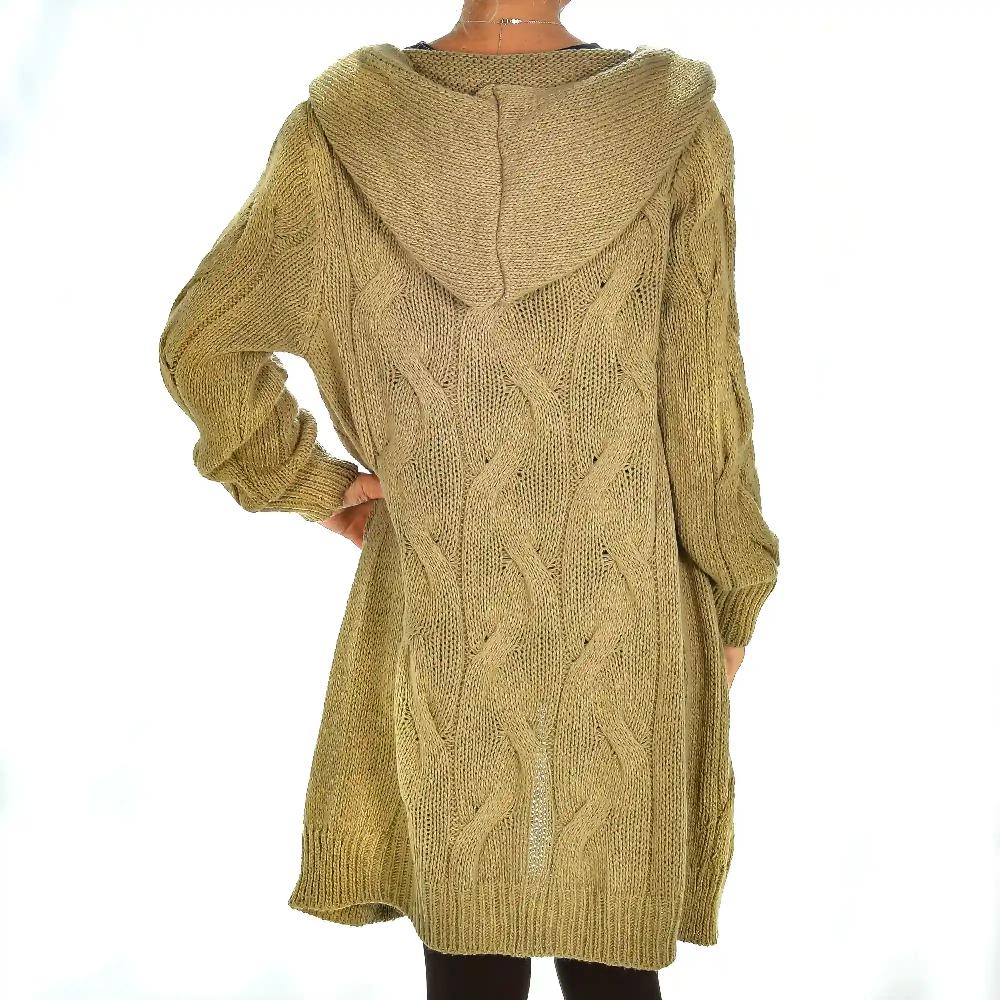 Firenze Artegiani Cárdigan Largo Abierto Con Capucha Oversized Talla única. Made In Italy