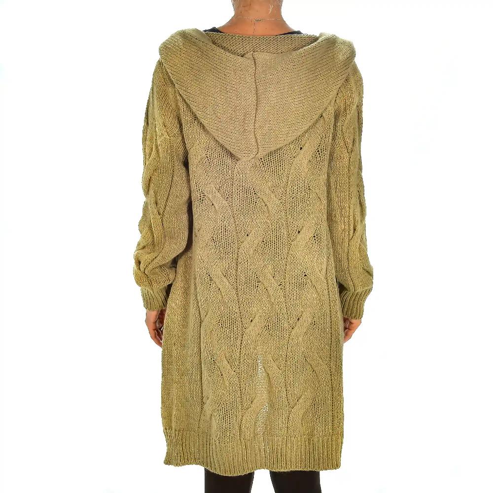 Firenze Artegiani Cárdigan Largo Abierto Con Capucha Oversized Talla única. Made In Italy