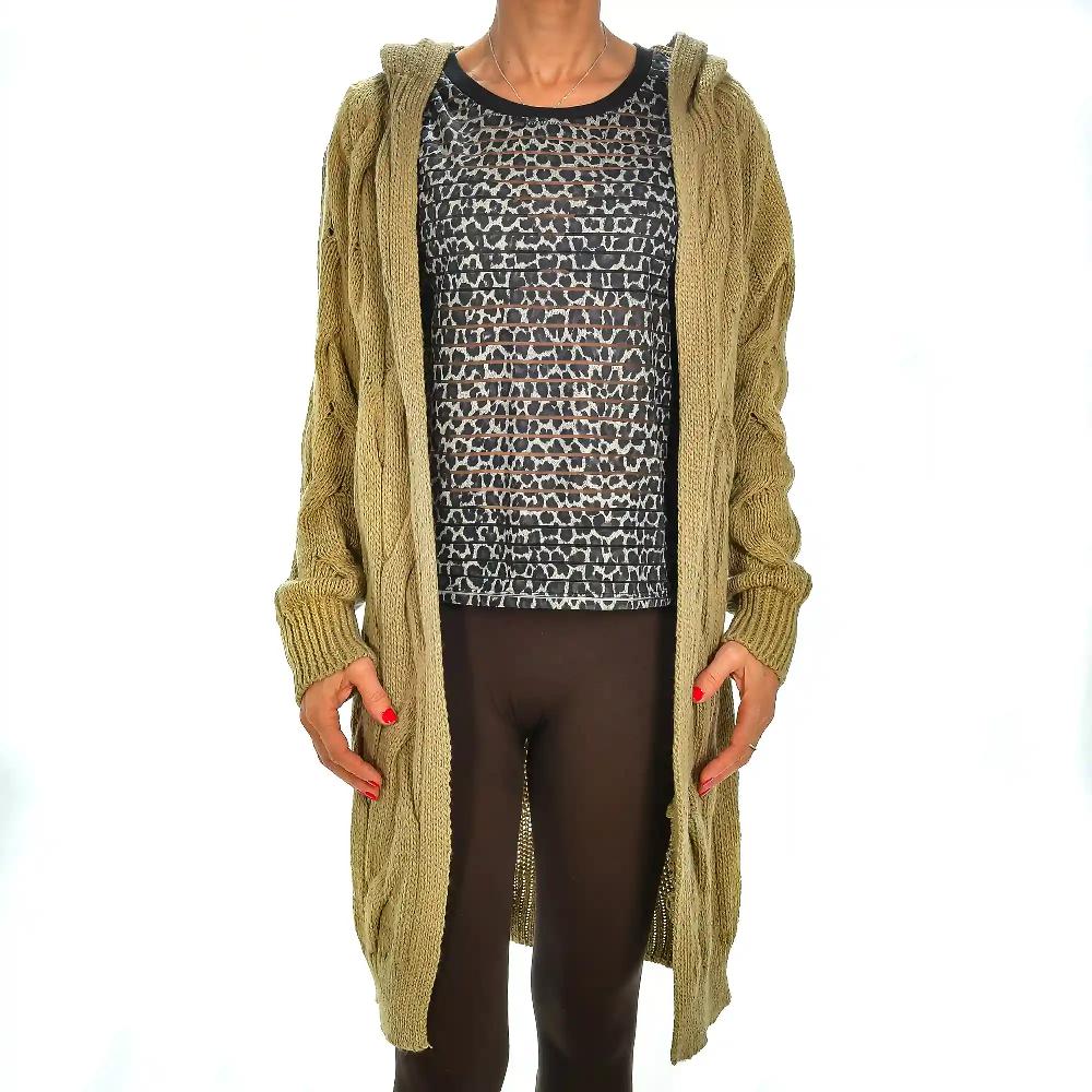 Firenze Artegiani Cárdigan Largo Abierto Con Capucha Oversized Talla única. Made In Italy