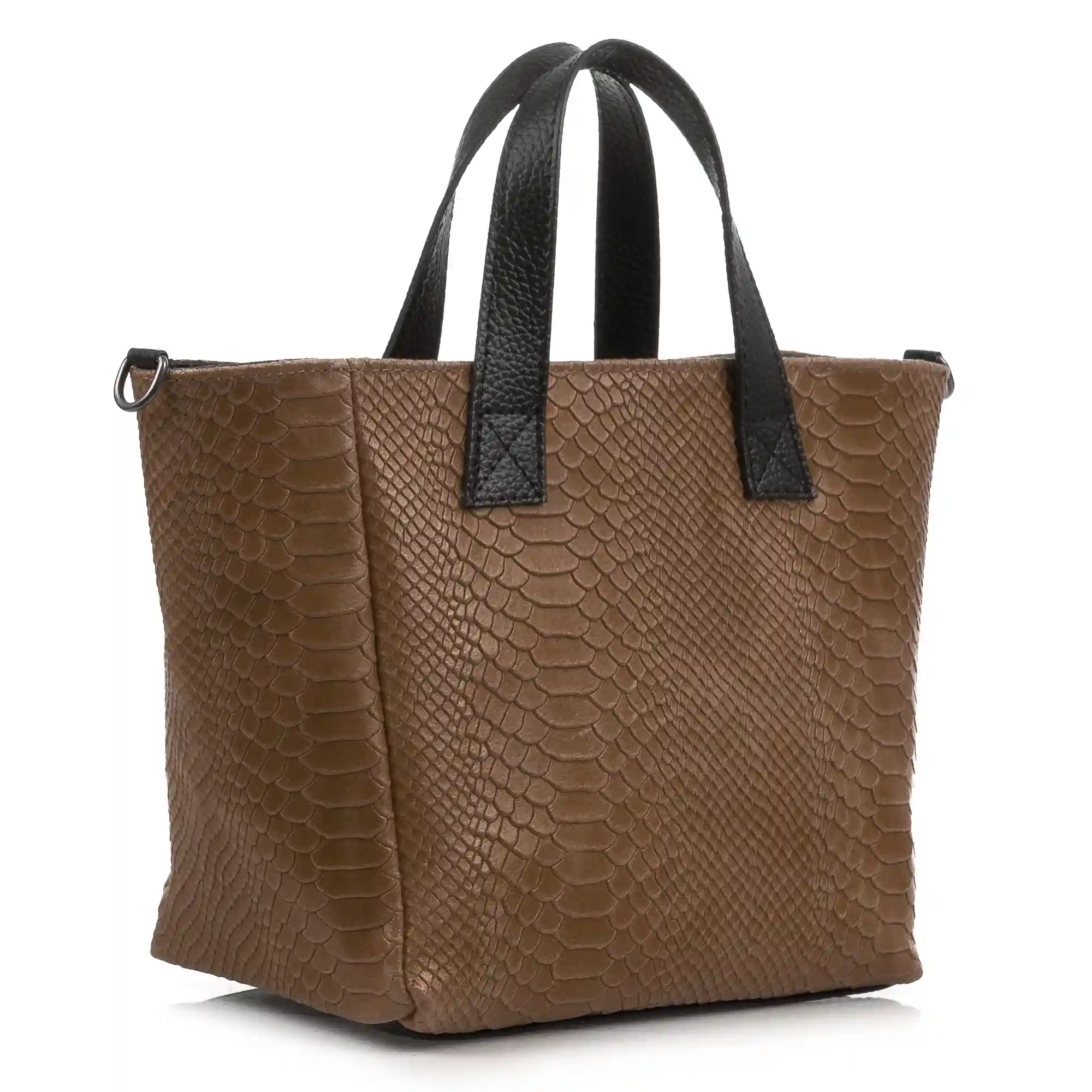 Firenze Artegiani Cassandra Bolso Tote Mujer. Piel Auténtica Gamuza Grabado Serpiente