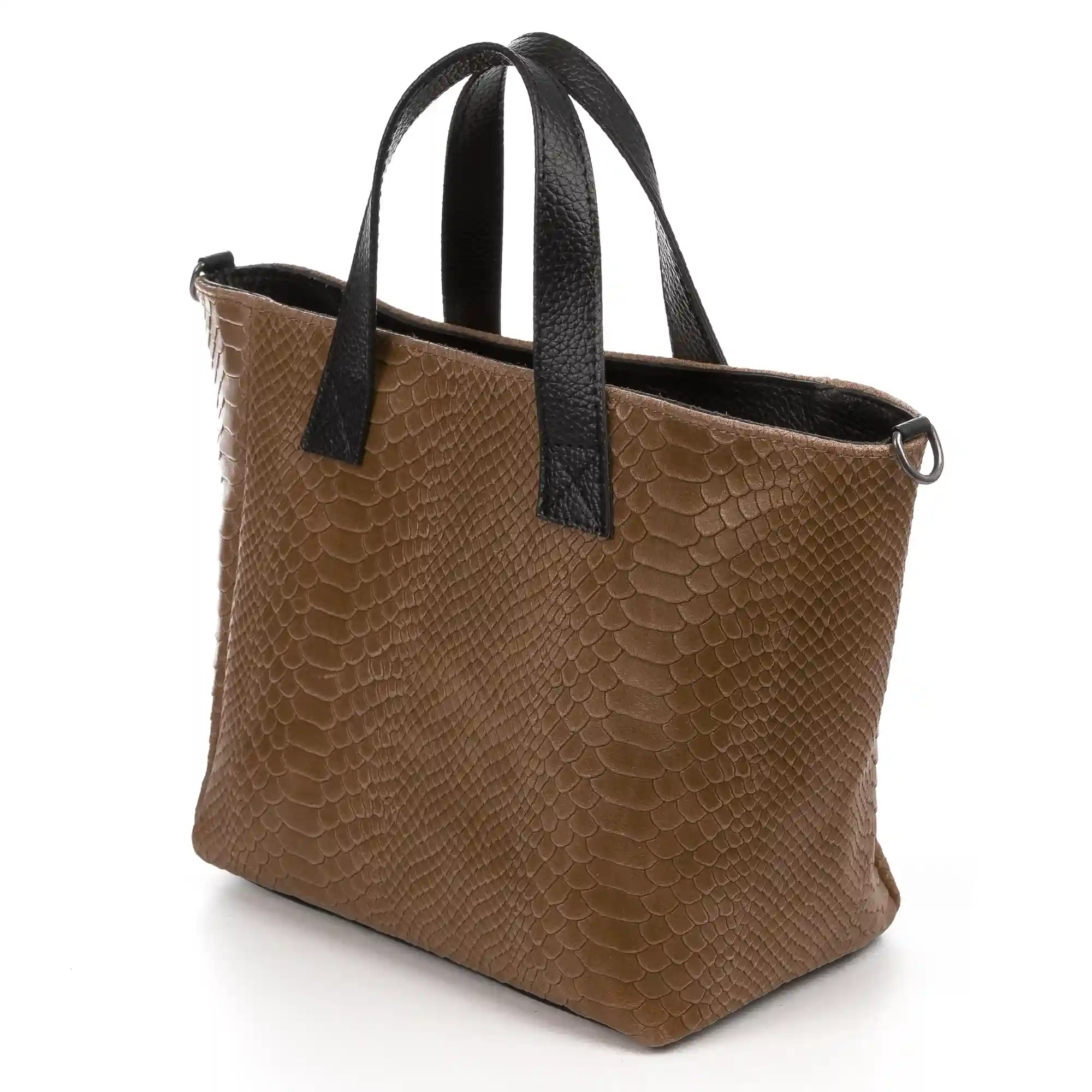 Firenze Artegiani Cassandra Bolso Tote Mujer. Piel Auténtica Gamuza Grabado Serpiente