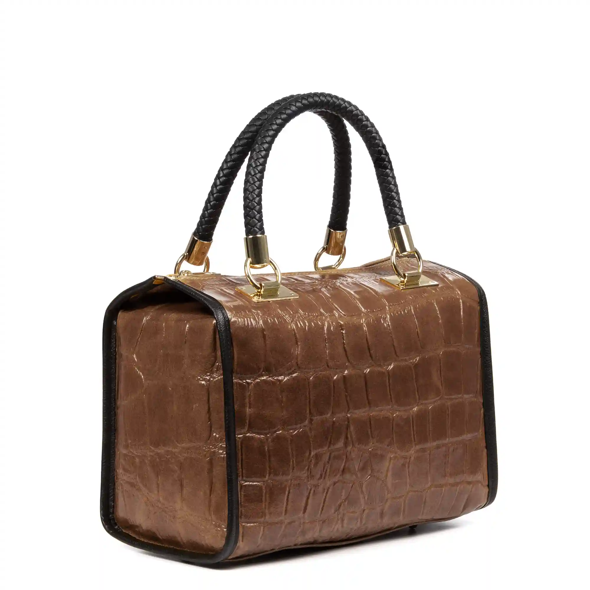 Firenze Artegiani Catena Bolso Tote Mujer. Piel Auténtica Gamuza Grabado Cocodrilo Grande