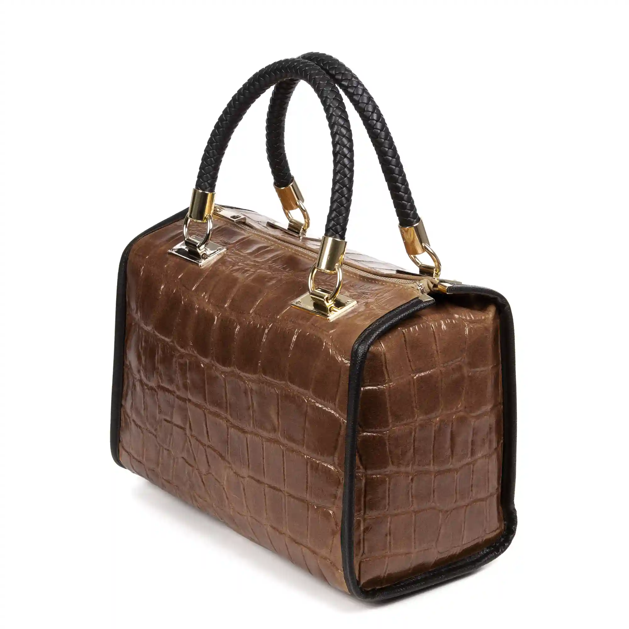 Firenze Artegiani Catena Bolso Tote Mujer. Piel Auténtica Gamuza Grabado Cocodrilo Grande